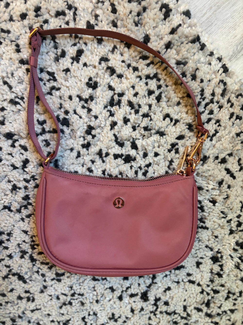 lululemon athletica Dusty Rose Crossbody Pouch with Gold Hardware